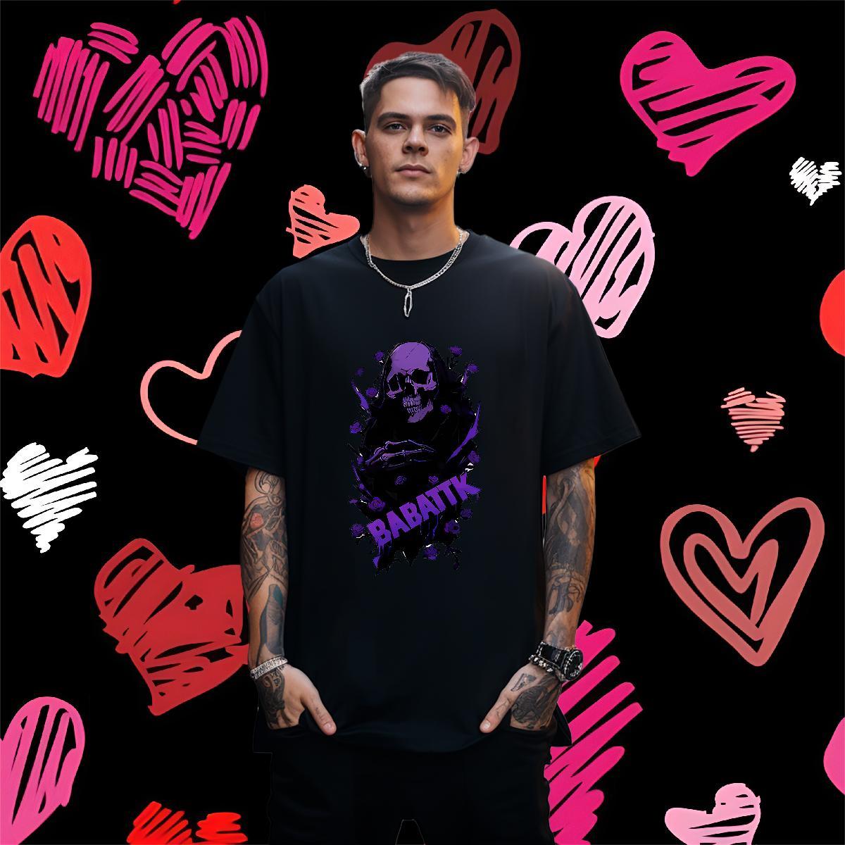 Designer Fashion T-Shirts for Men skull Tops 230g 100% Cotton Outdoor Loose Fit DIY Printed Breathable Short Sleeve Mens Tshirts