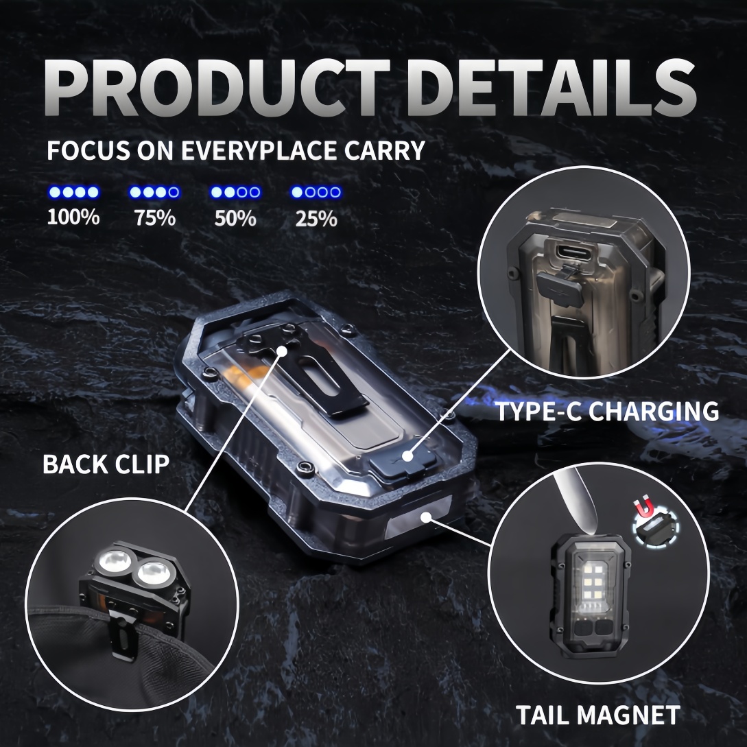Ultra Bright Mini Portable Keychain Flashlight with Multi-Function LED Lighting - Ideal for Emergency Hiking & Camping