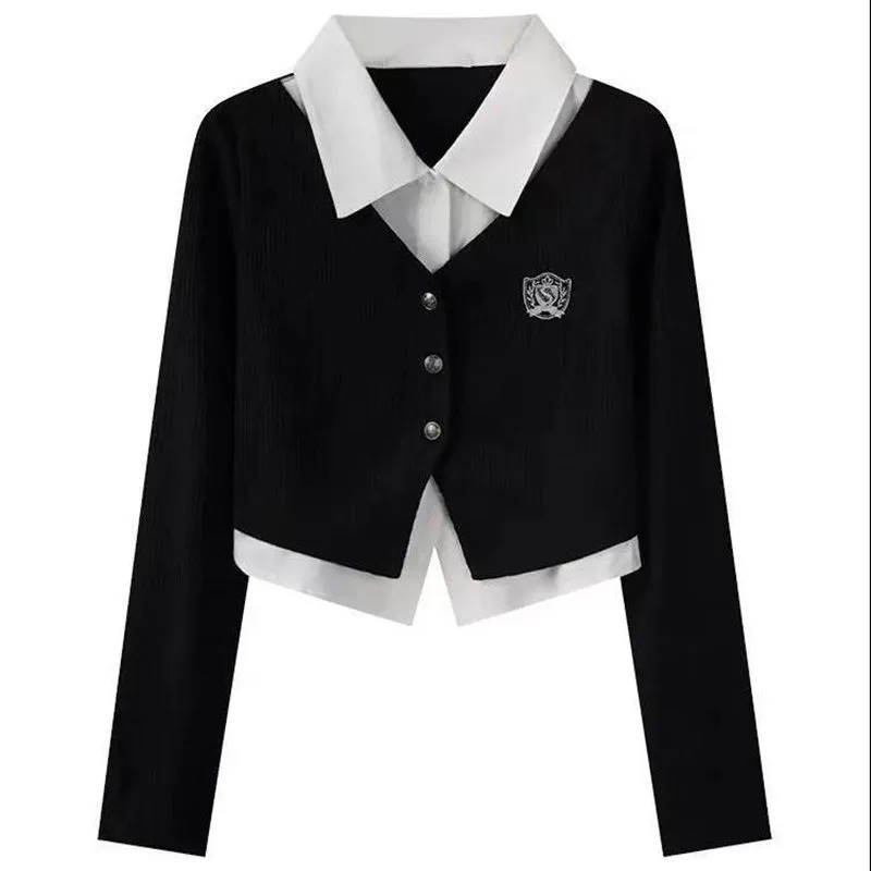 Patchwork Chiffon Shirt Casual Work Pants Two-piece Set Fashionable Female Student Pants Set Sports Suit Tracksuit 240807