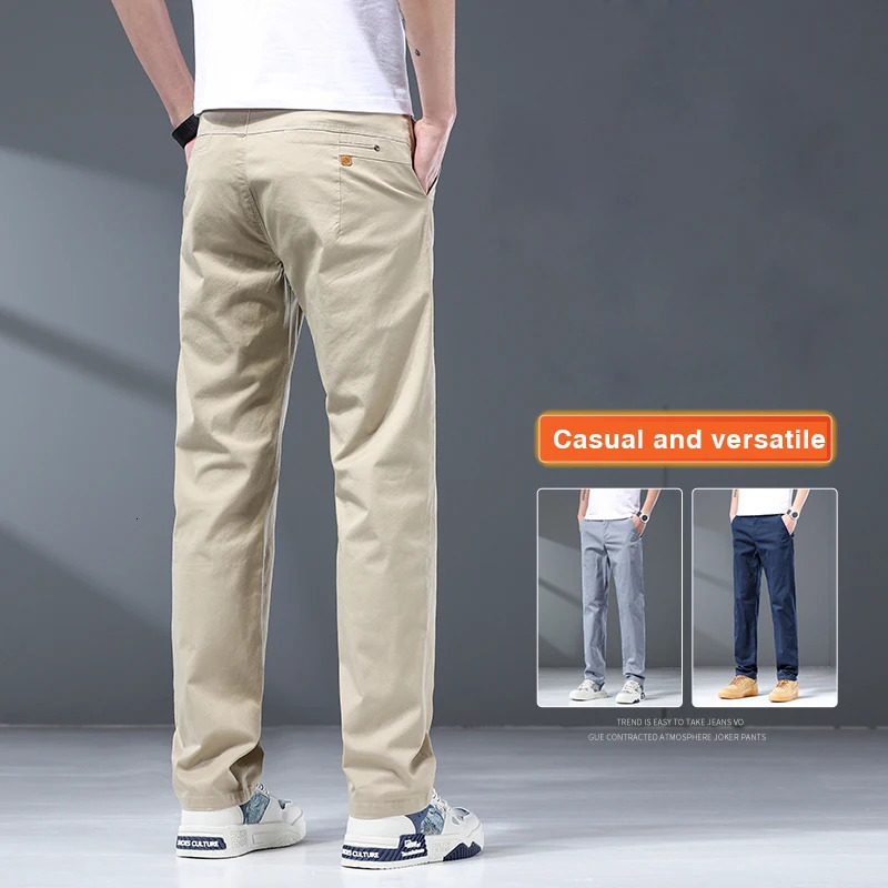Thin Mens Casual Pants Highly Elastic Comfortable Stretch Cotton Straight Trousers Loose Fashion Summer Clothes 3colors 240806