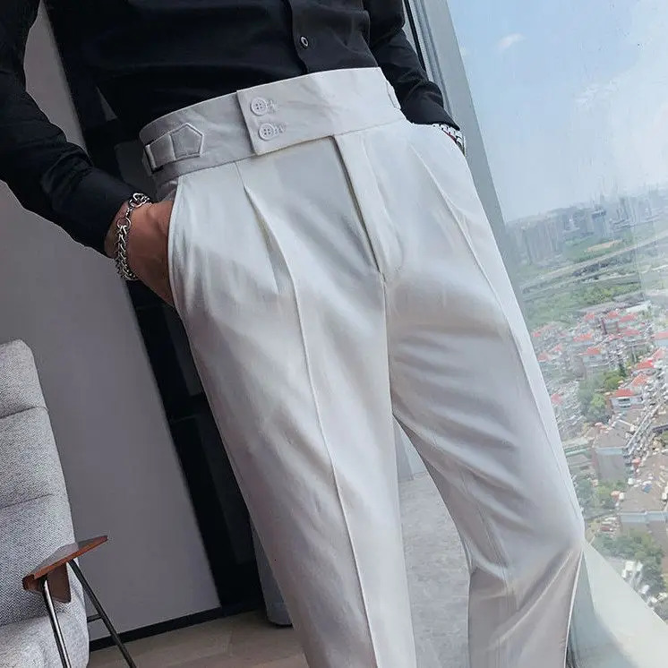 British Style Autumn Solid High Quality Trousers Men Formal Pants Slim Fit Business Casual Suit s S14 240806