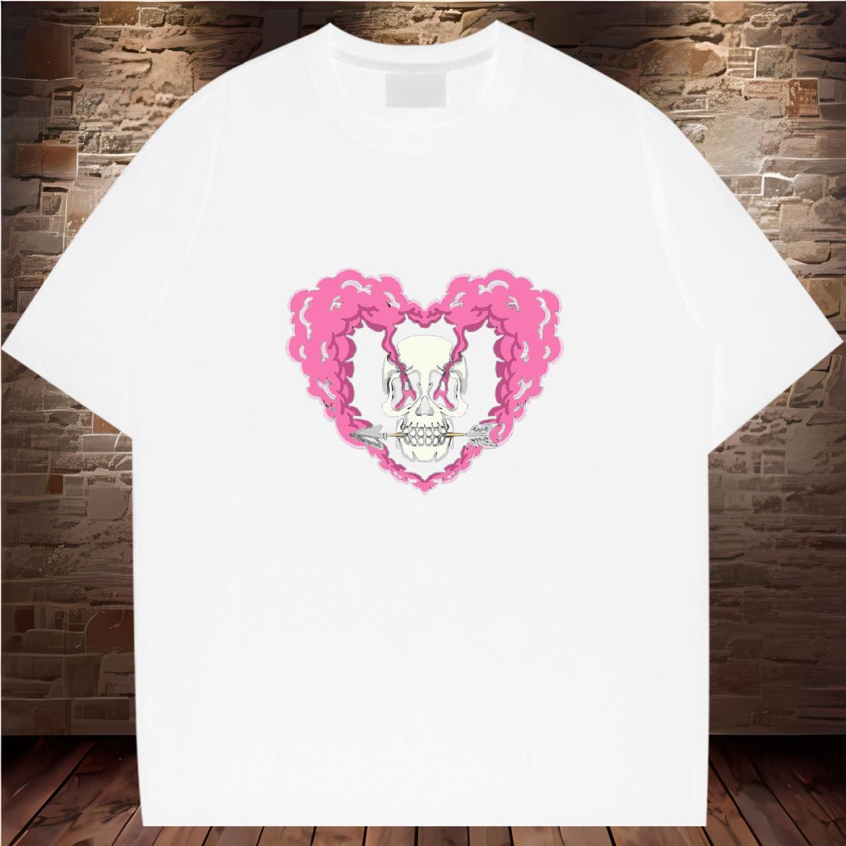 New Arrival T-Shirts for Men skull Tops Tees 230g Pure Cotton Daily Wear Loose White Plus Size Breathable Crew Neck Men Tops Tees