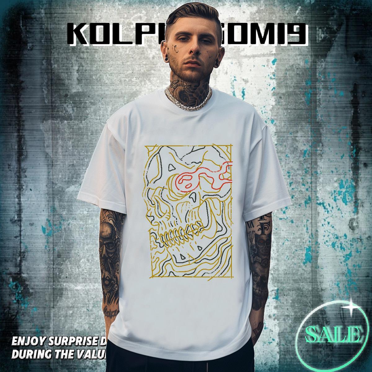 2024 Designer Mens T Shirts skull Top Tees 230g Pure Cotton Hip Hop Street Popular DIY O Neck Short Sleeves Men Tees