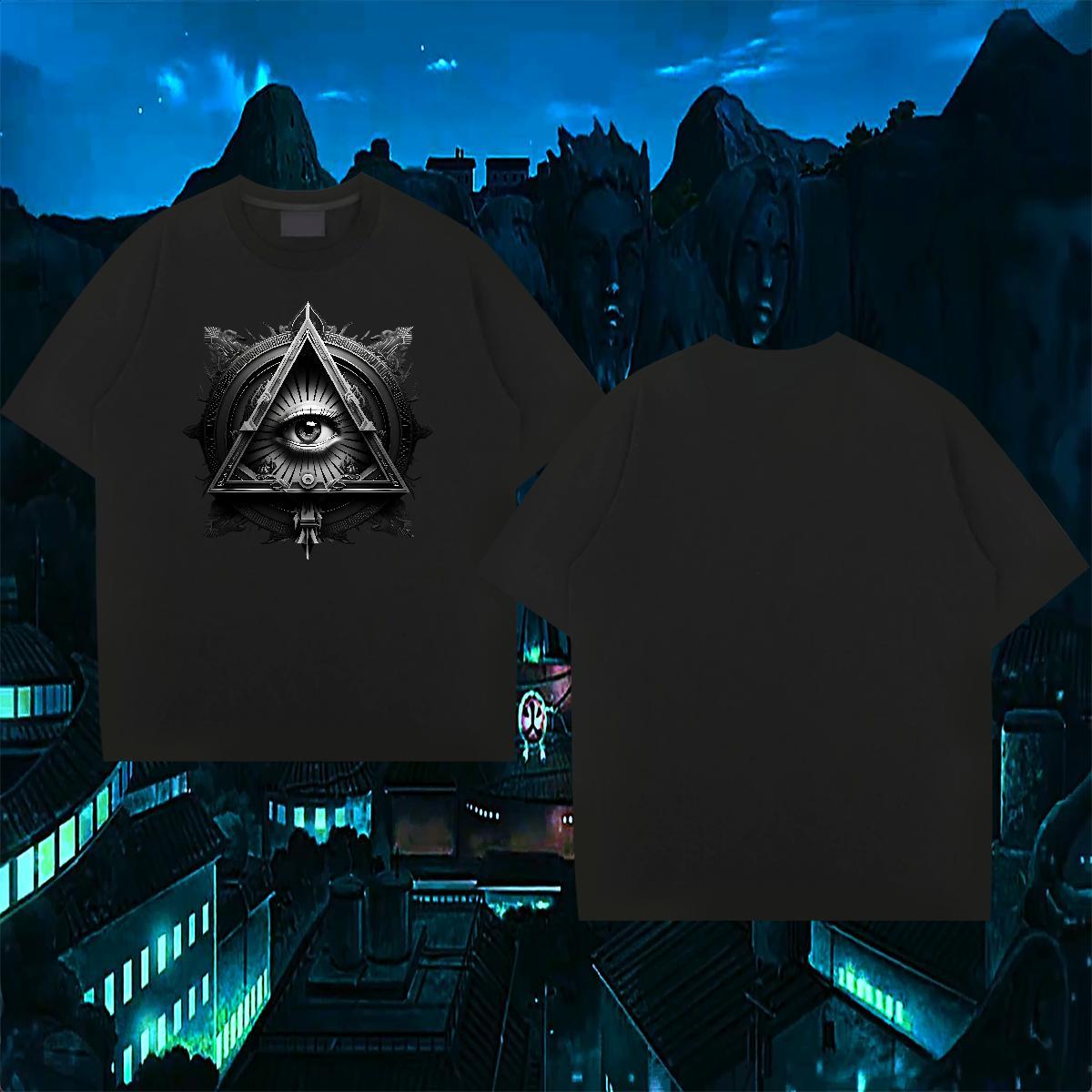 Fashion New Mens T Shirts eye of the devil Tops Tees 230g 100% Cotton Hip Hop Brand Custom Cartoon Breathable Crew Neck Tshirt for Man Woman