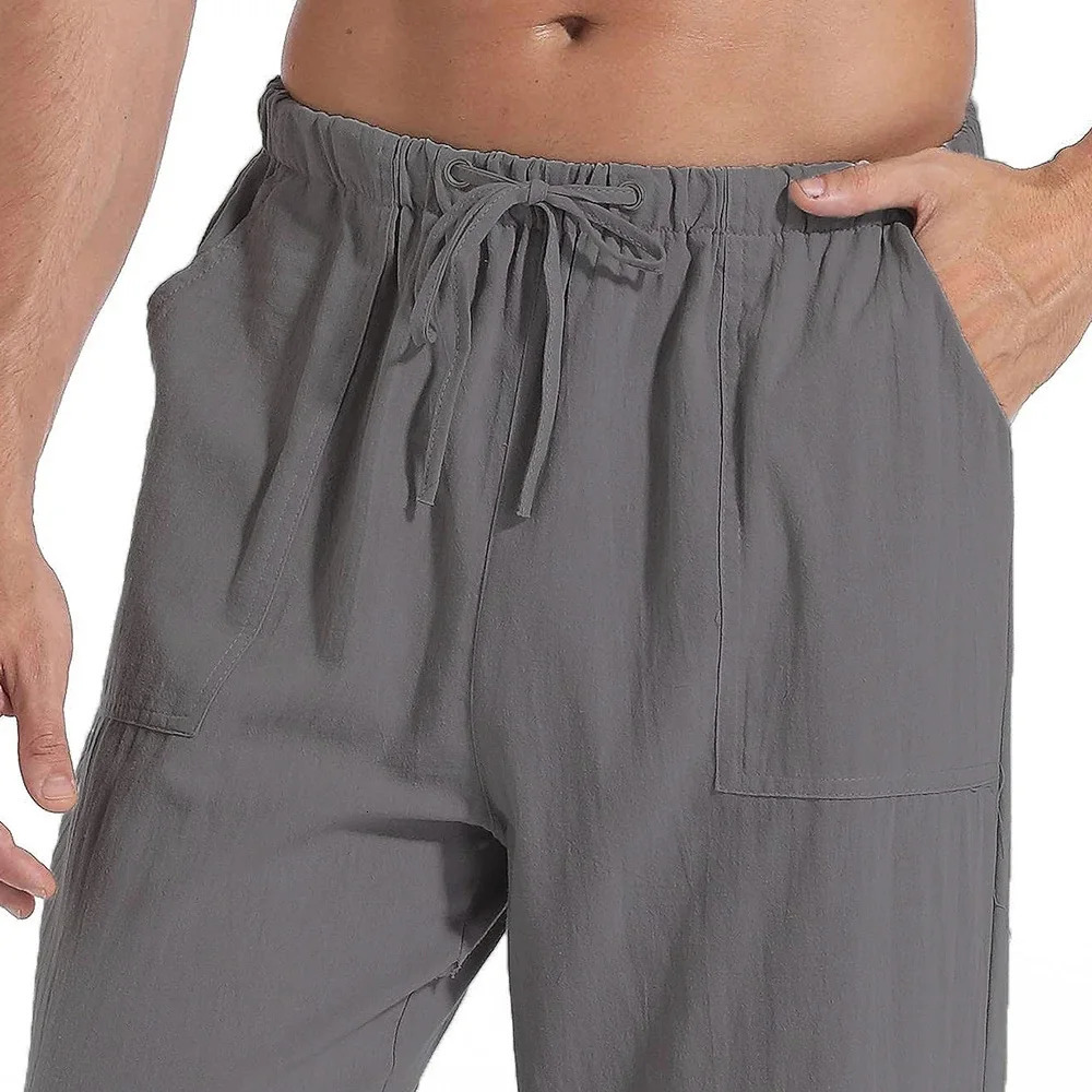 King Billion Large Size Pants Men Straight Cotton Linen Trousers Long Loose Casual Baggy Arrival 240806