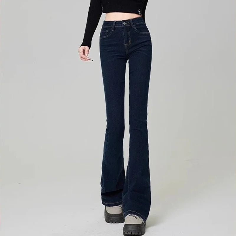 Woman Korean High Waist Grunge Flare Jeans Girls Fashion Y2k Bell Bottom Pants Female Blue Black Gray Streetwear Denim Trousers 240807