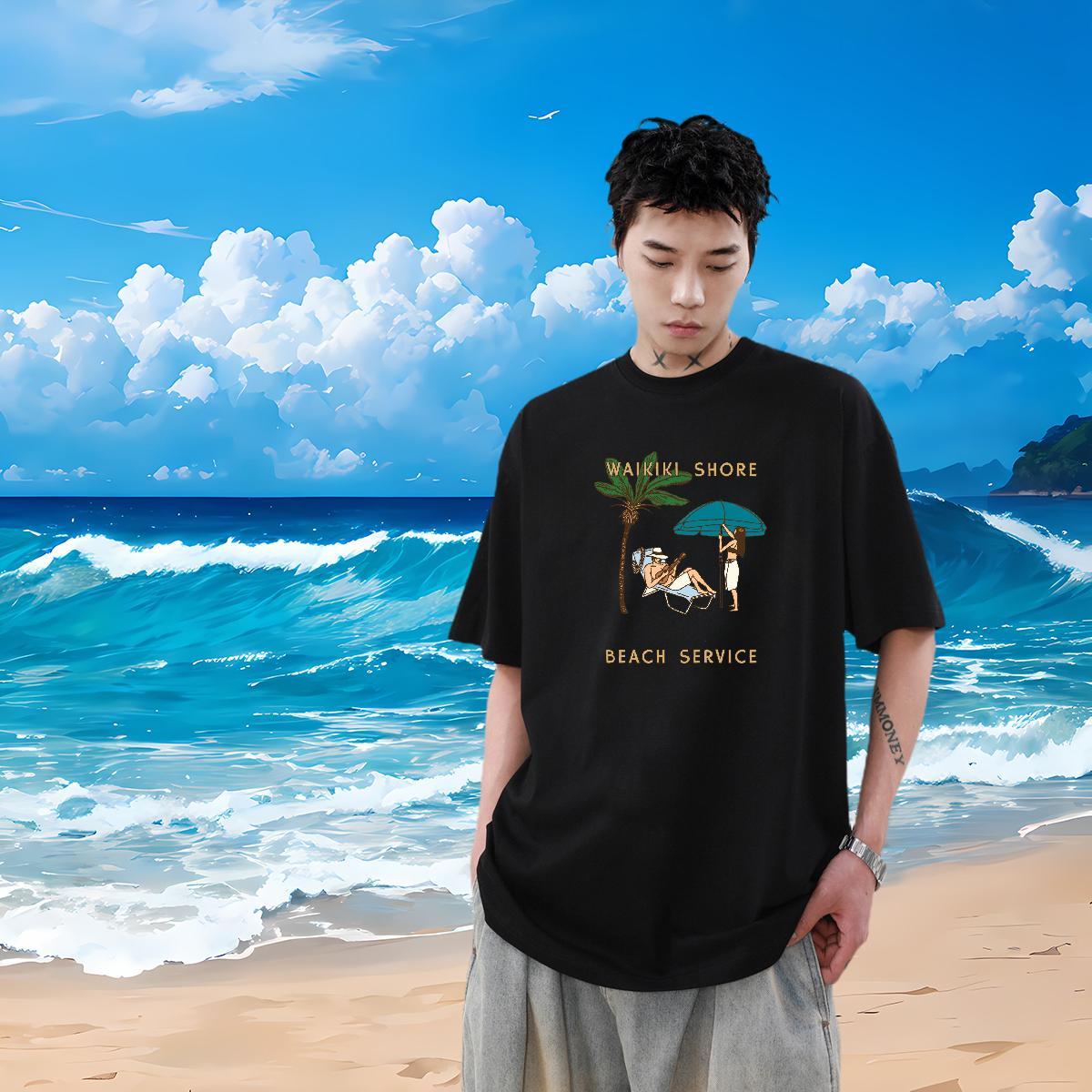 Classic Man T Shirts portrait Polos 230g Cotton Street High Quality Customized Print Crew Neck Men Tees