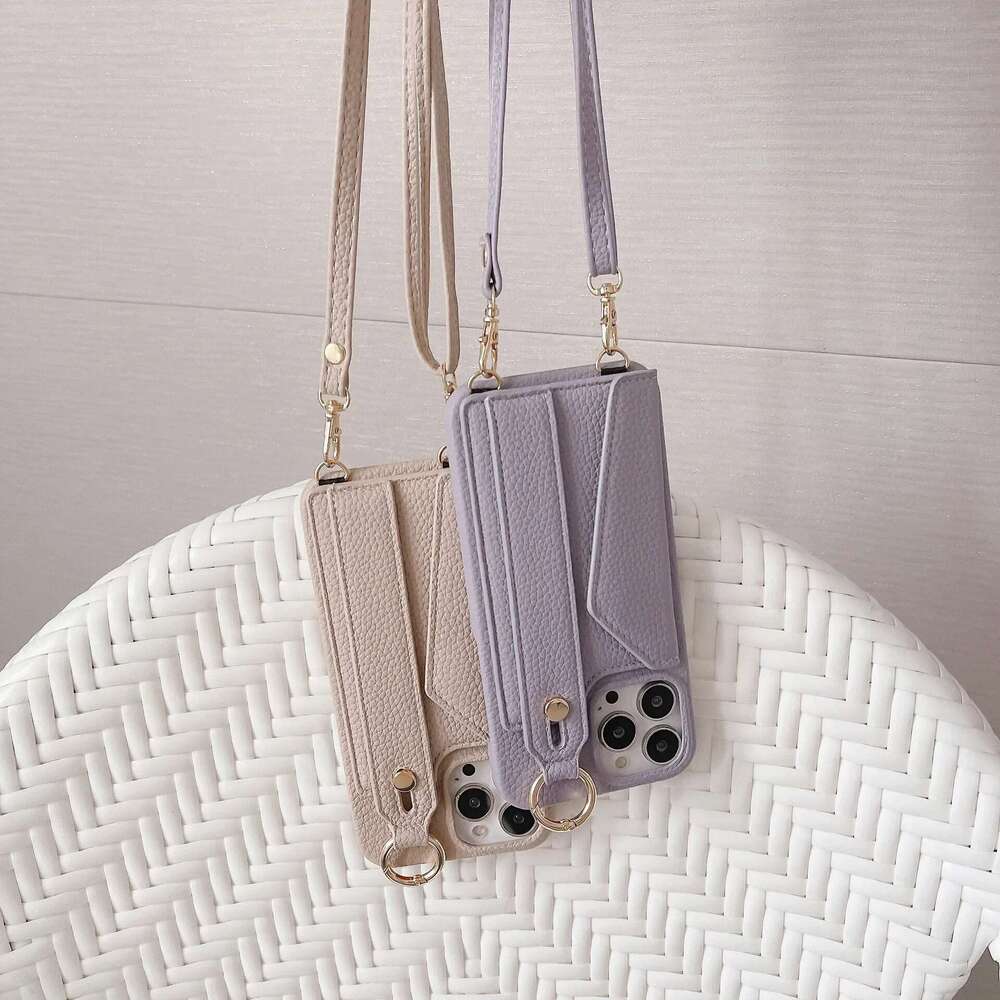 Ring Crossbody Wrist Strap Wallet Leather Cover for IPhone 15 14 13 12 11 Pro Max Phone Case with Card Slot Holder Lanyard