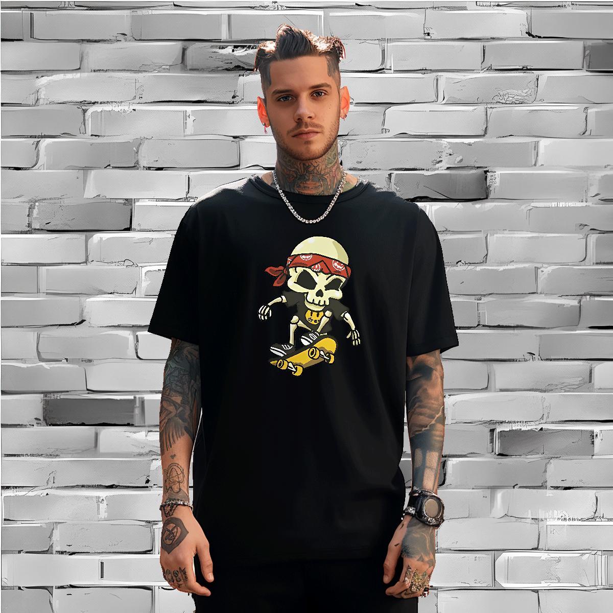 Customized Man T Shirts skull Tshirts 230g Cotton Hip Hop Street Classic Floral Print Breathable Men Tees