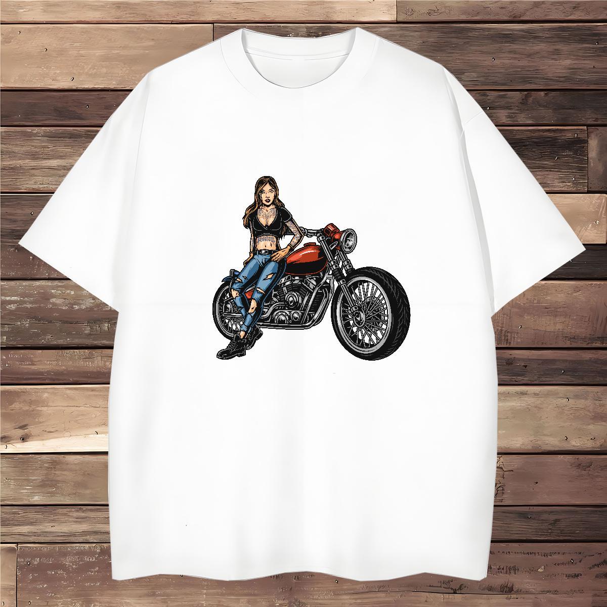 Classic Man T Shirts Motorcycle Clothings 100% Cotton 230g Casual Wholesale Cartoon Print Short Sleeve Soft Men Tops Tees