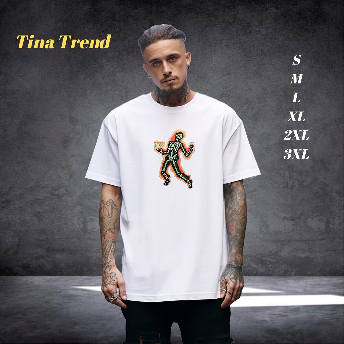 2024 T Shirts Men skull Wear 230g Pure Cotton High Street Hip Hop Wholesale Black Oversized Short Sleeve O-Neck Mens Tshirts