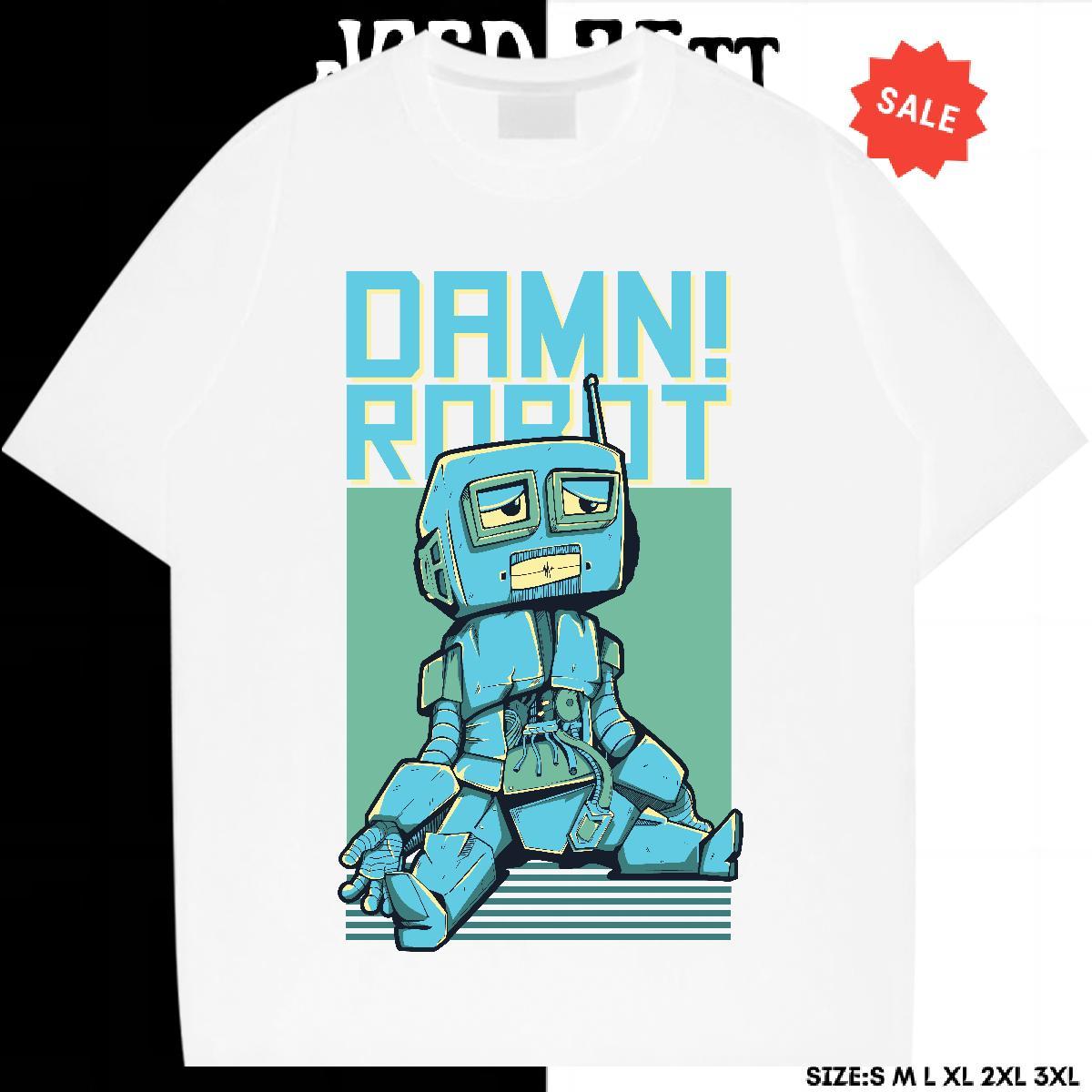 Fashion Designer T shirt robot Tees Shirts 230g Cotton Daily Outfit Free Shipping Custom Printing O-Neck Short Sleeve Men Clothes T-Shirt
