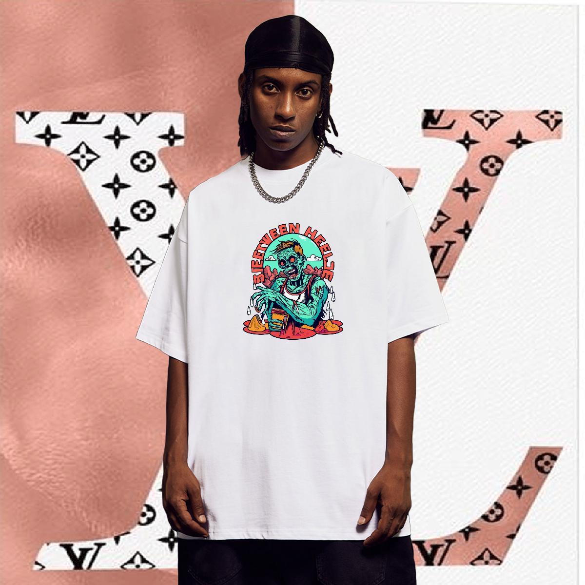 Classic Casual Man T Shirts skull Tees Shirts 230g Cotton Daily Outfit Wholesale Custom Print Plus Size Breathable Soft Men Tees