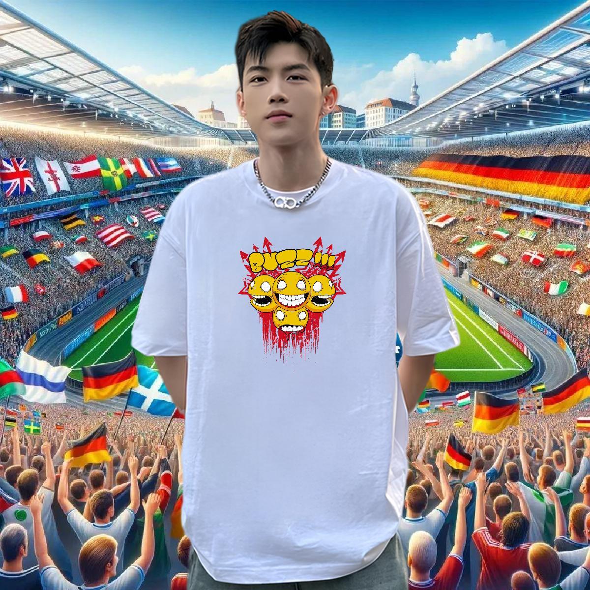 Brand T Shirt For Man skull Clothes 100% Cotton 230g Casual Classic Custom Cartoon Crew Neck Breathable Tshirts