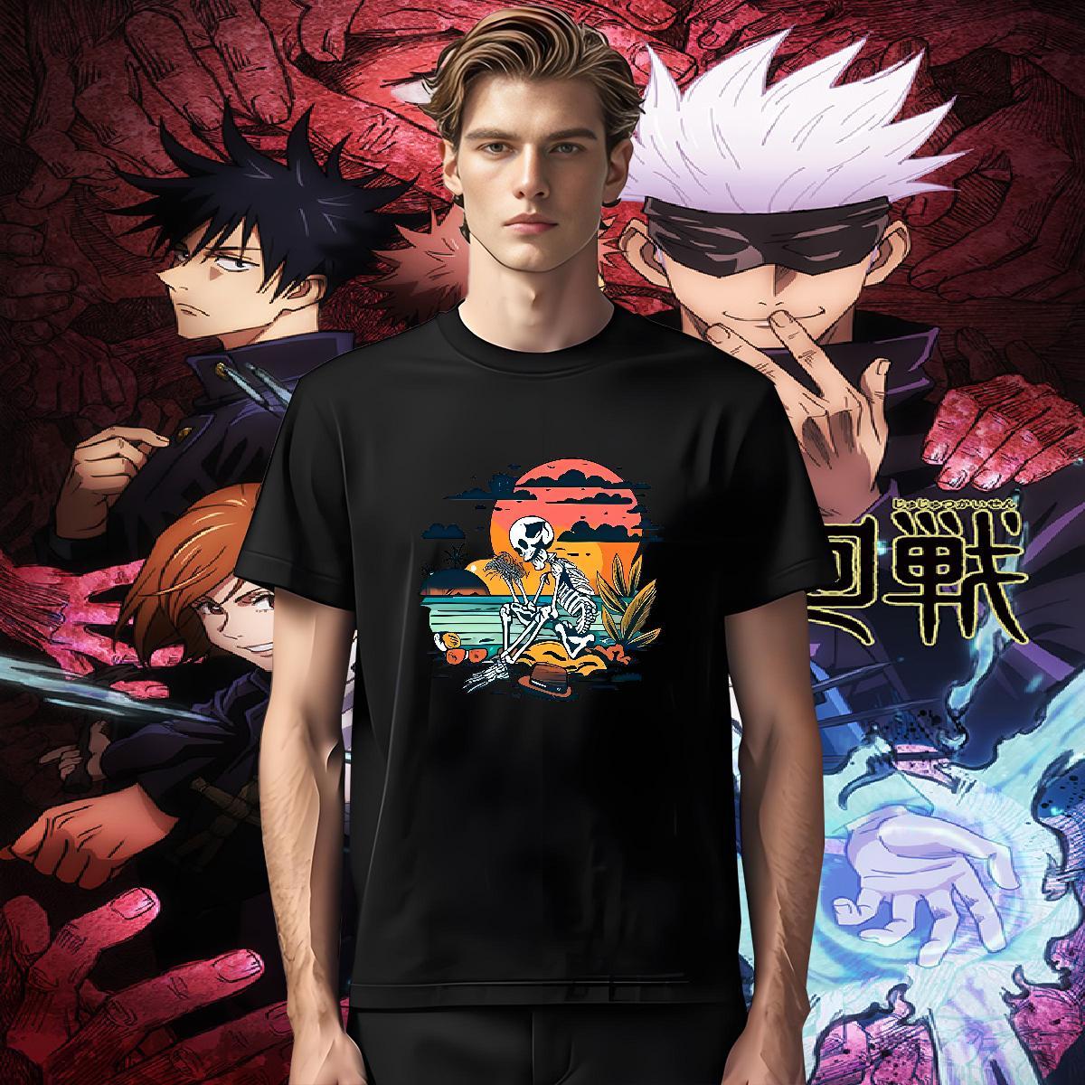 Classic Casual T-Shirts for Men sea Tees 230g 100% Cotton Casual Beach Unisex Asian Size Round Neck Short Sleeve Men Clothes T-Shirt