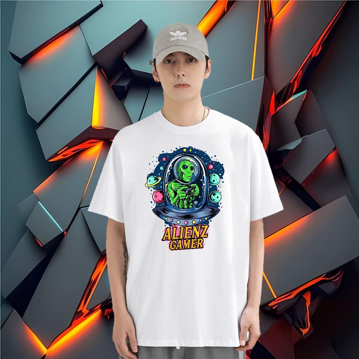 Classic Casual T-Shirts for Men ET Wear 230g Pure Cotton Street Popular Black White Breathable Short Sleeve Men Tops Tees