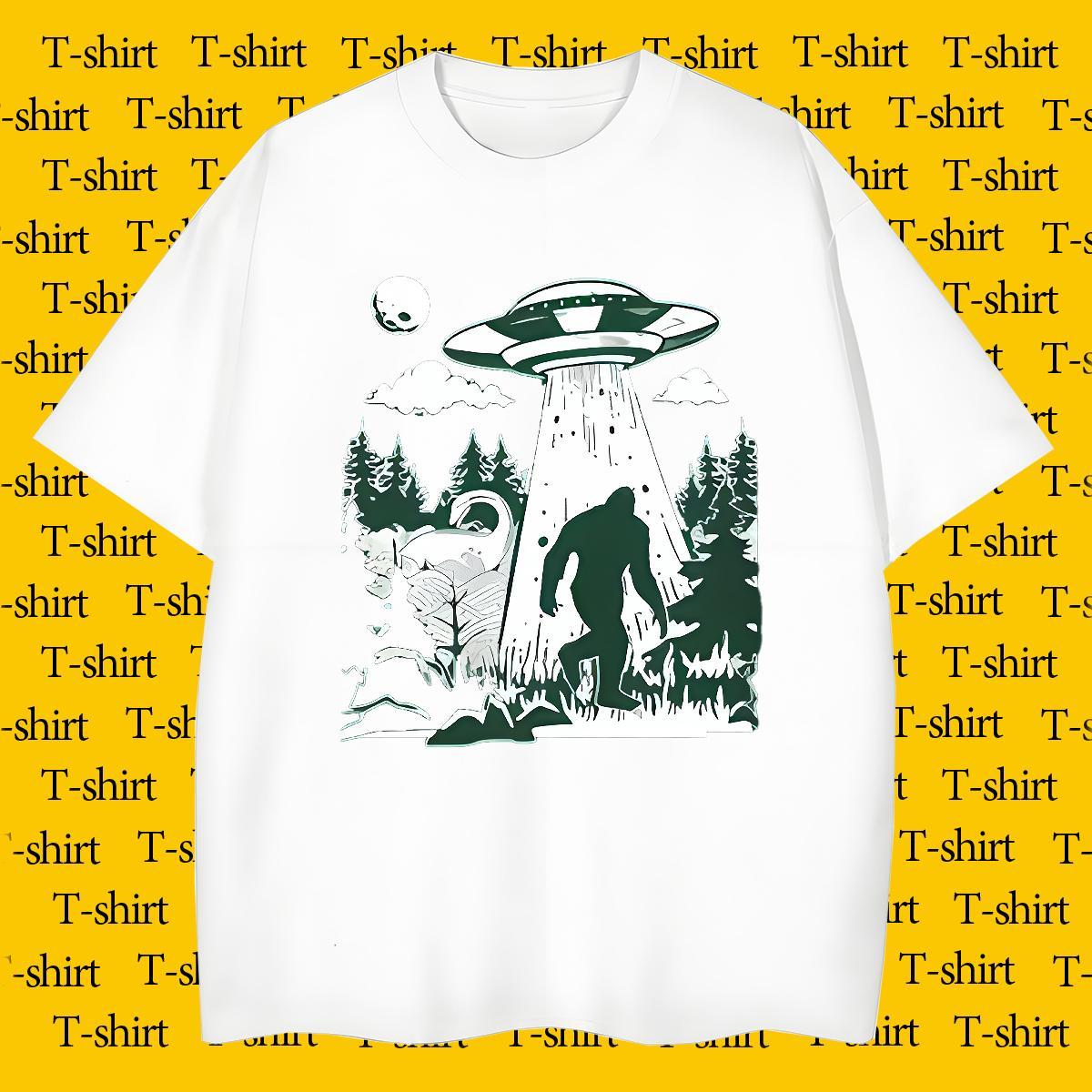 Factory Direct Men T Shirts flying saucer Tops 230g 100% Cotton Summer Casual TOP Quality Oversized 3XL 4XL Breathable Crew Neck Tshirt for Man Woman