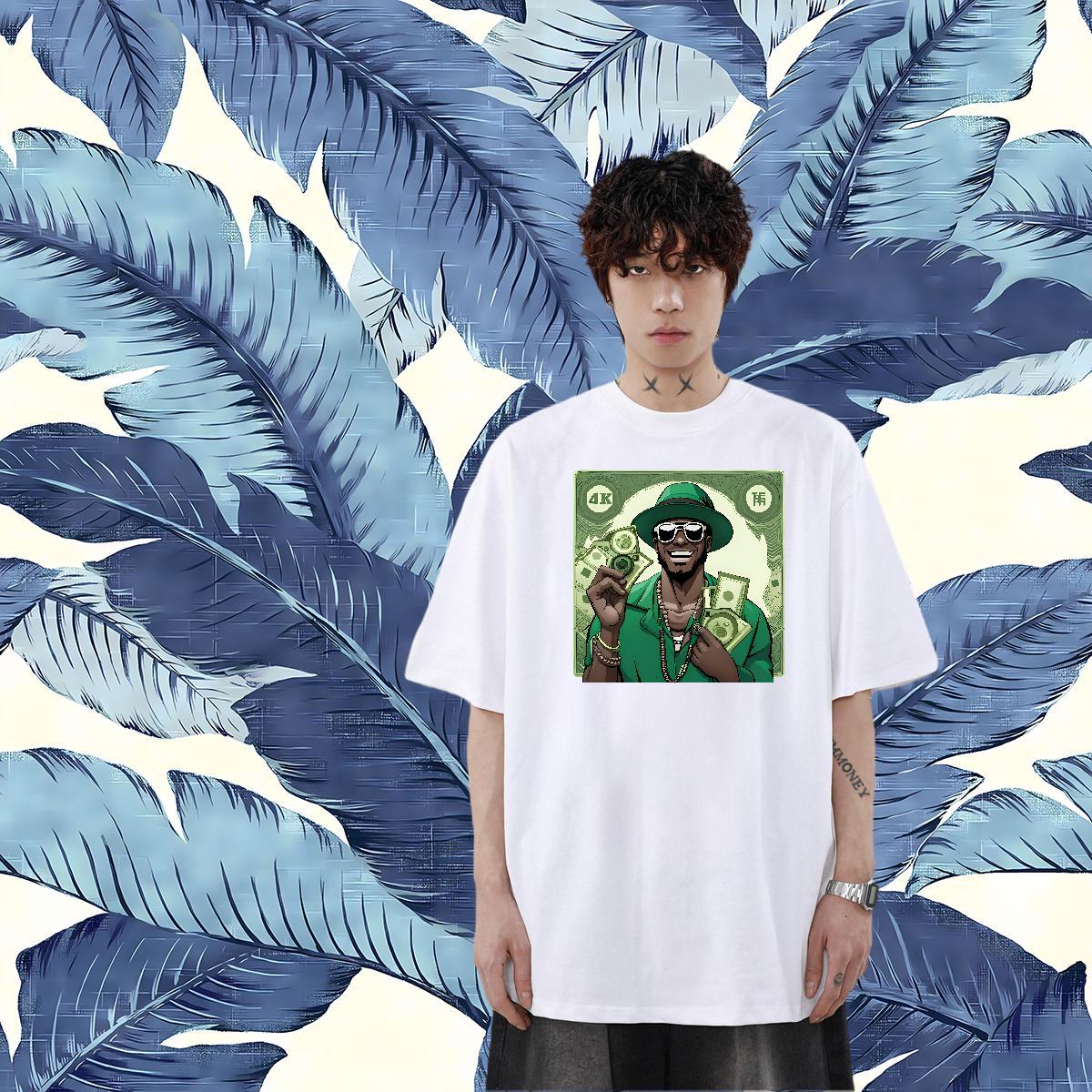 Customized Mens T Shirts money Tops 230g Cotton Beach Loose Oversized 4XL Breathable Short Sleeve Men Tees