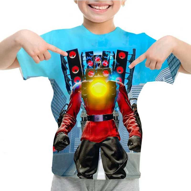 Skibidi Toilet Childrens T-shirt Fun Short Sleeve Baby Boy T-shirt Top Speaker Printed T-shirt Summer O-neck Childrens T-shirtW240718