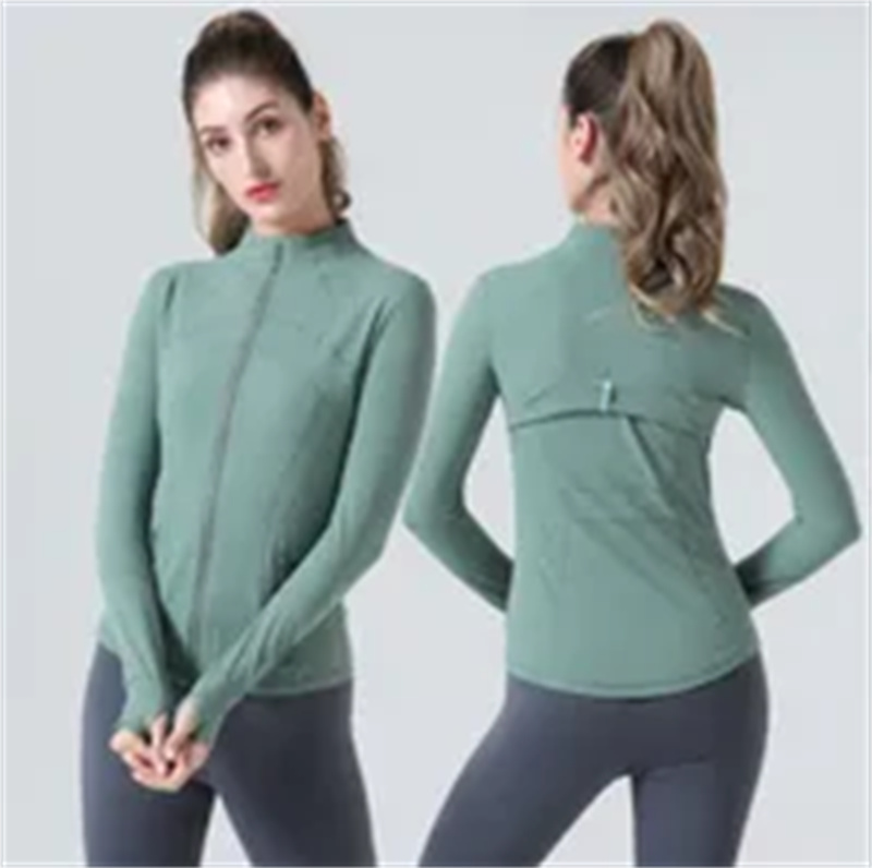2024 Yoga Jacket Women Define Workout Sport Coat Fiess Sports Quick Dry Activewear Top Solid Zip Up Sweatshirt Sportwear jump girl close skin take ove