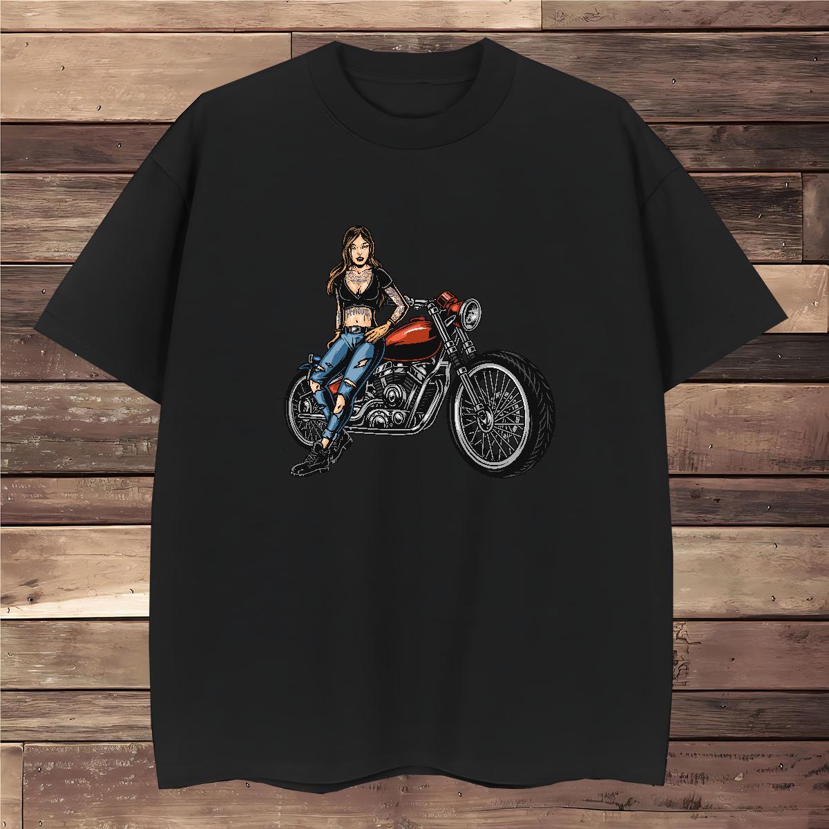 Classic Man T Shirts Motorcycle Clothings 100% Cotton 230g Casual Wholesale Cartoon Print Short Sleeve Soft Men Tops Tees