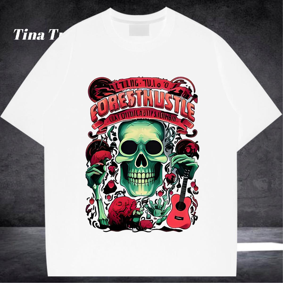 2024 Designer Man T Shirts guitar Tees 230g Cotton Street Wear Wholesale Anime Print Breathable Short Sleeve Mens Tshirts
