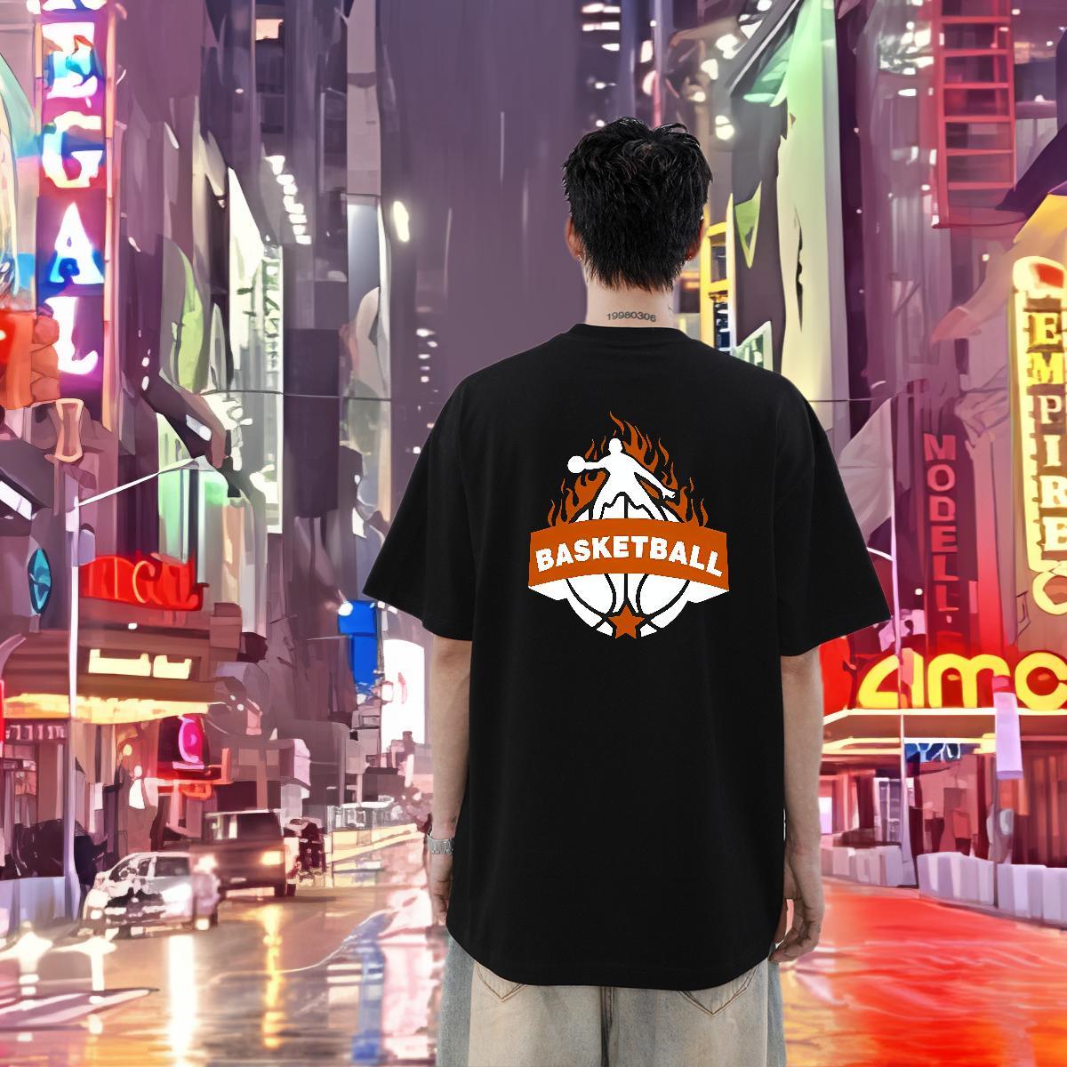 Free Shipping T Shirt For Man basketball Tshirts 230g 100% Cotton Daily Wear Brand Oversized 4XL O-Neck Short Sleeve Men Tshirts