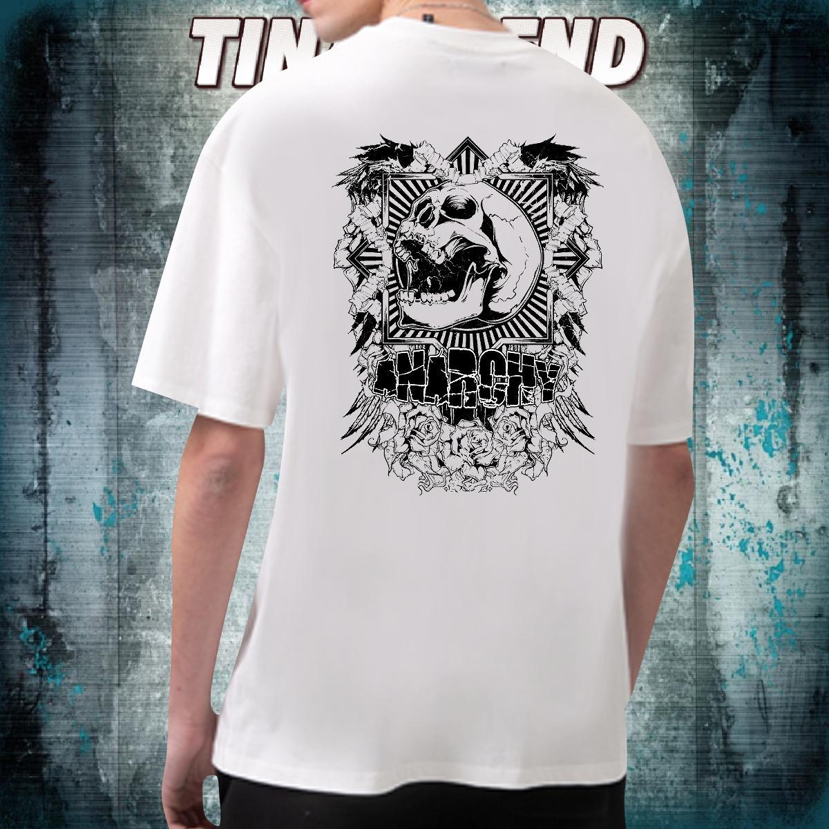 2024 New T-Shirts for Men skull Clothings 230g 100% Cotton Street Casual High Quality Anime Print Breathable Soft Men Tshirts