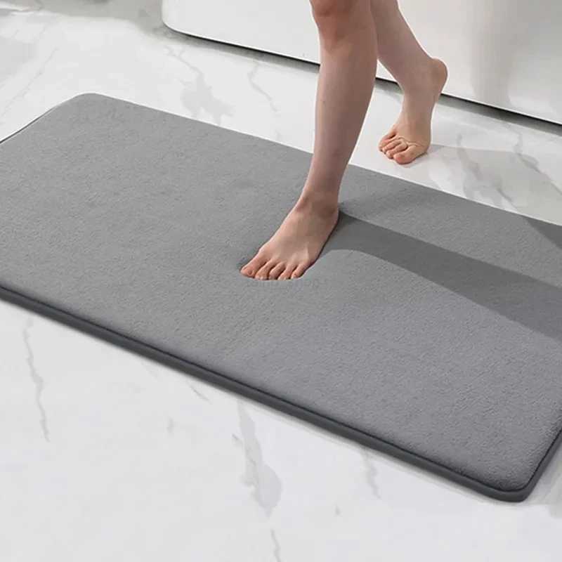 New Silicone Bath Mat Non-Slip Shower Bathroom Rug Memory Foam Carpet Soft Foot Mat Stone Floor Super Absorbent Quick Dry RugXJ240807