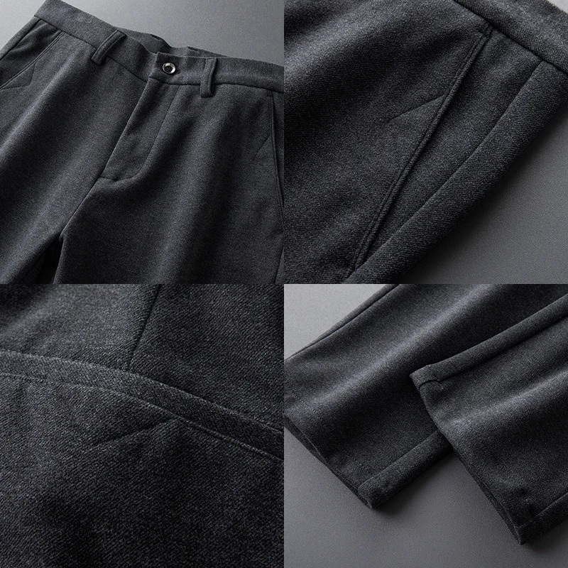 KUBRO Autumn Solid Color Versatile Business Casual Trousers Korean Fashion Mens Clothing Office Slim Small Straight Cargo Pants 240806