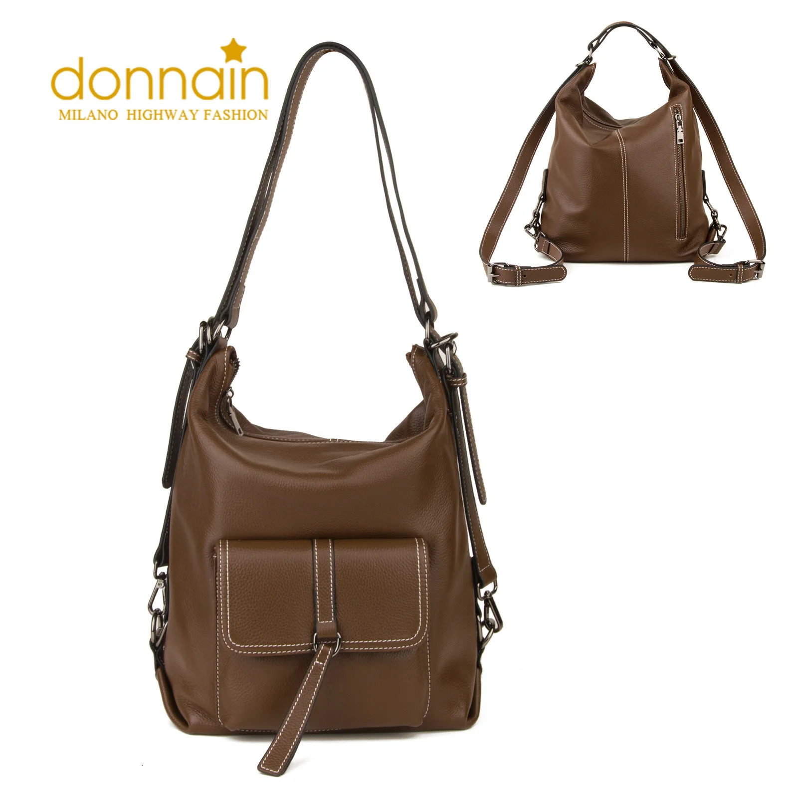 Donnain Multi purpose Womens Backpack Natural Calfskin Soft Leather High quality Shoulder Bag Outdoor 240807