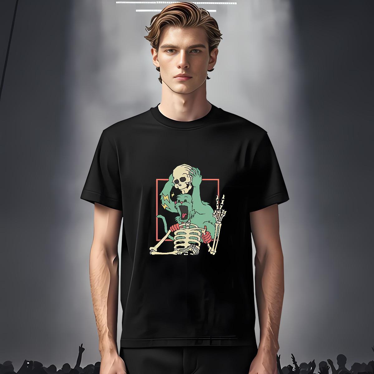 Customized Men T Shirts skull Tees 230g 100% Cotton Spring Summer Popular Custom Printed Round Neck Short Sleeve Tshirts