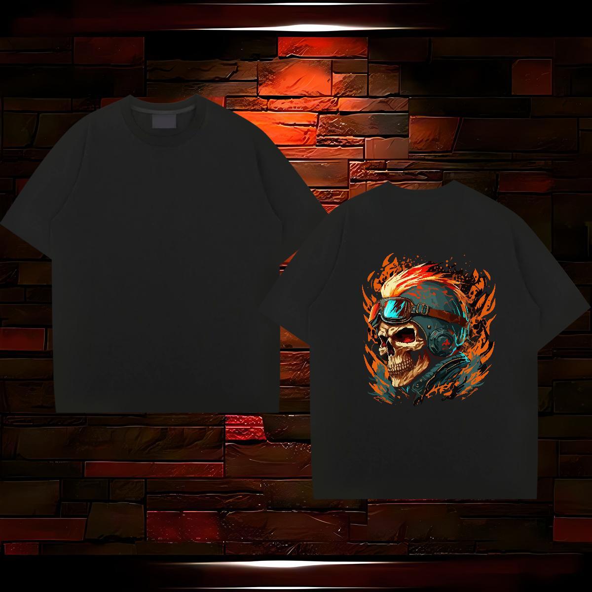 Wholesale Men T Shirts skull Tops Tees 230g 100% Cotton Sport High Quality Customized Print O Neck Short Sleeves Men Tees