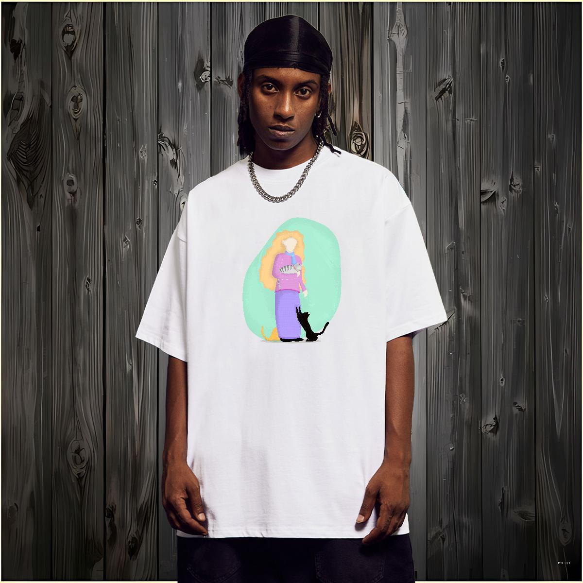 Fashion T shirt portrait Tops 100% Cotton 230g Hip Hop Free Shipping Black Oversized Breathable Men Tops Tees