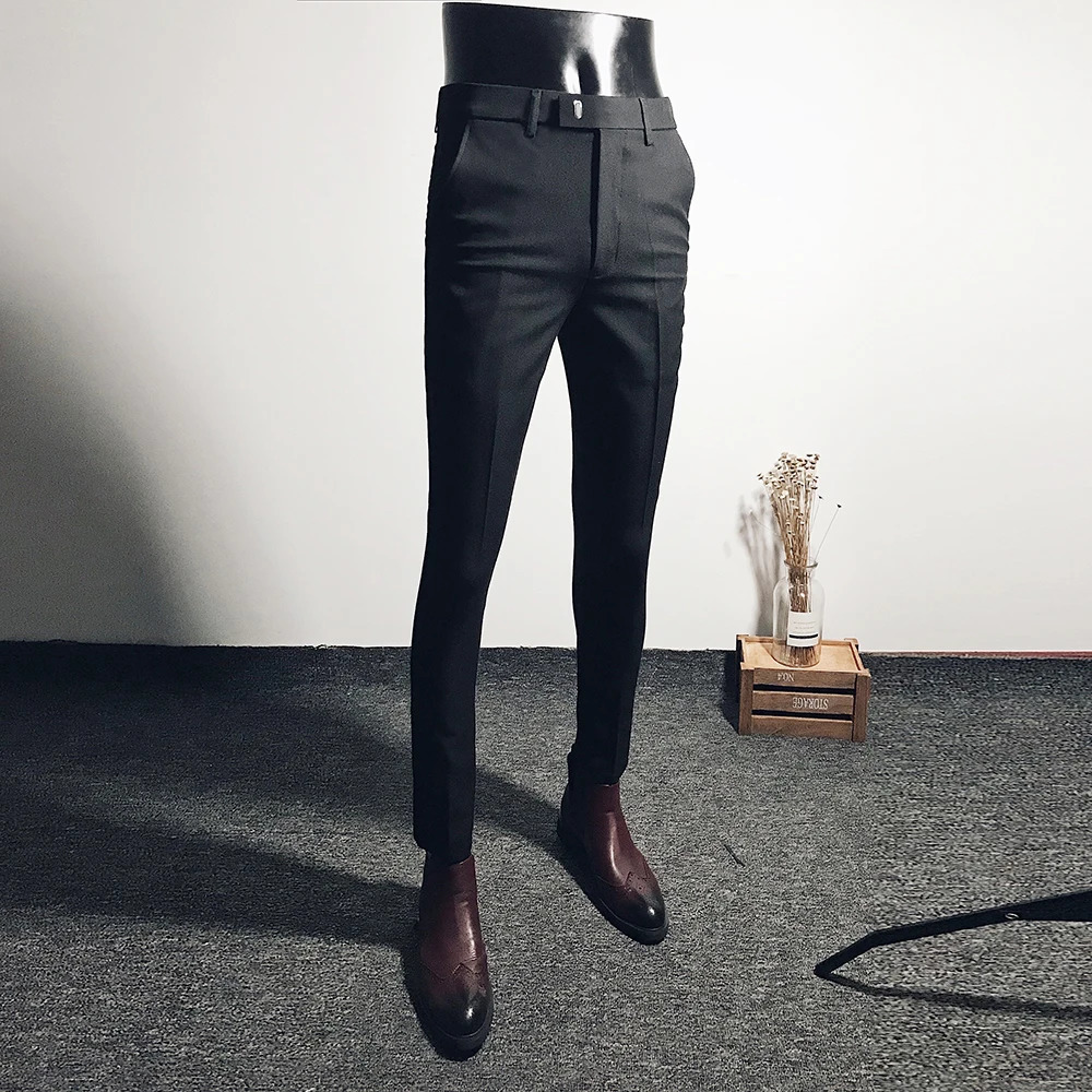 Slim Mens Pants Stretch Trousers Men Sunmmer High Quality Classic Solid Color Business Casual Wear Formal Suit 240806