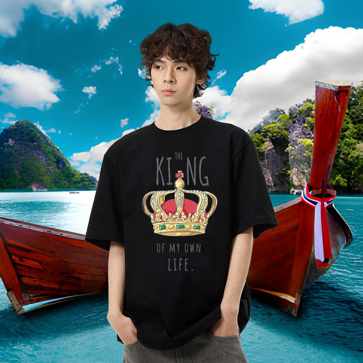 Custom Mens T Shirts letter Tee Shirt 230g Pure Cotton Sport Loose Cartoon Printing L-4XL Breathable Short Sleeve Men Tops Tees