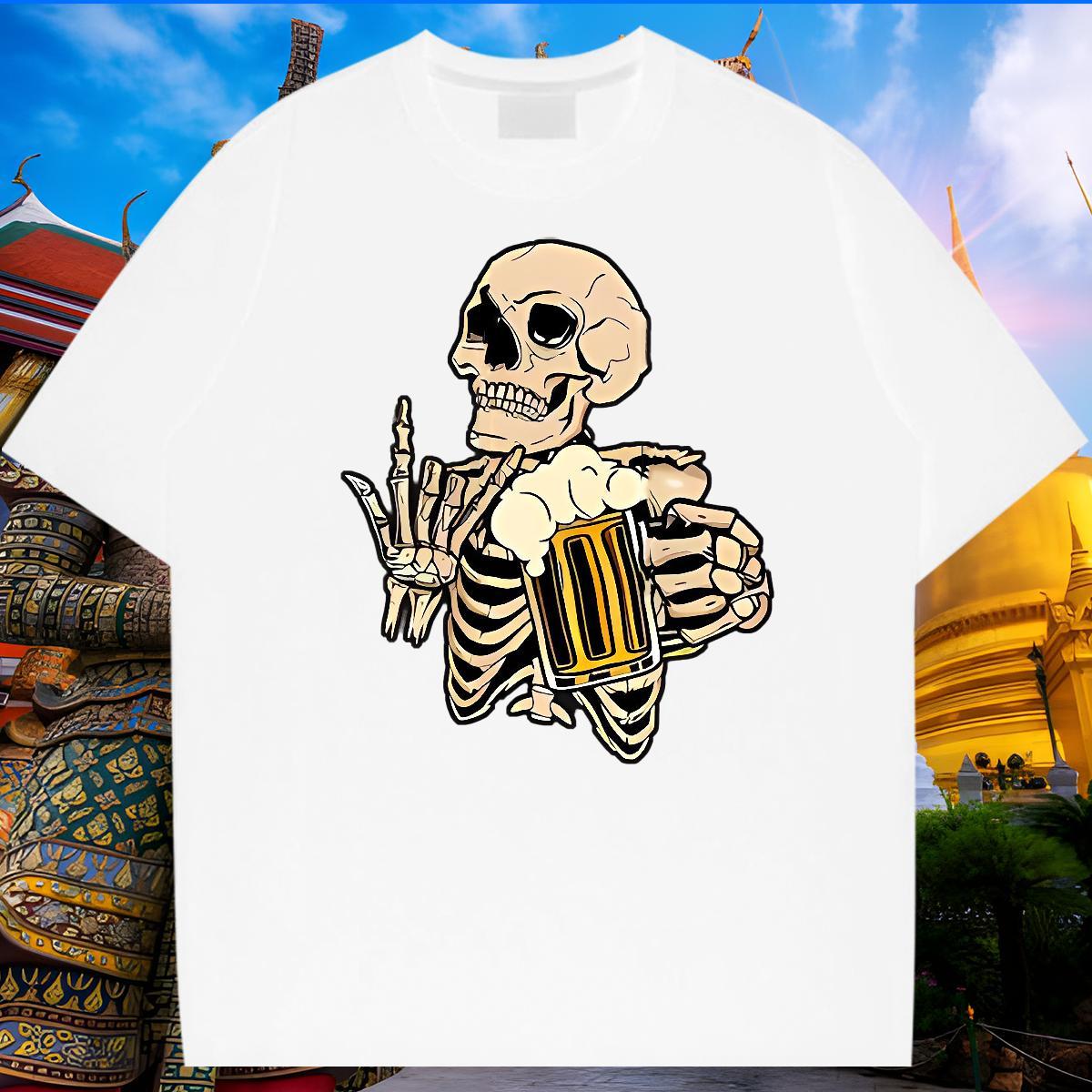 Fashion Design Mens T Shirts skull Tops Tees 230g 100% Cotton Casual Daily Wear Free Shipping Custom Print Plus Size Breathable Men Tshirts