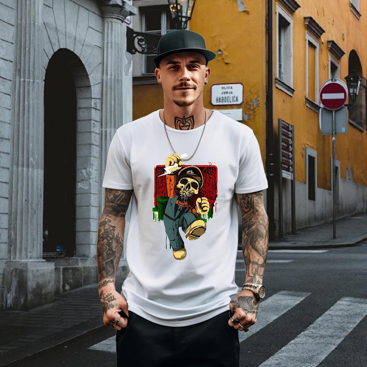 Customized T Shirts Men skull Wear 230g Pure Cotton Casual Daily Wear Wholesale Custom Printed Round Neck Short Sleeve Men Clothes T-Shirt