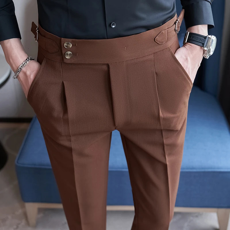 Mens Casual Pants Soft Tight Stretch Trousers For Business Social Office Workers Interview Party Wedding Suit 3828 240806