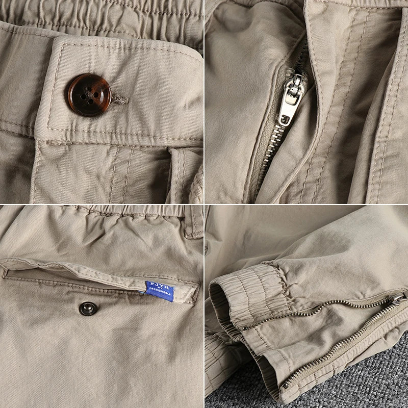Retro Cargo Pants for Men with Functional Pockets and Distressed Wash 240806