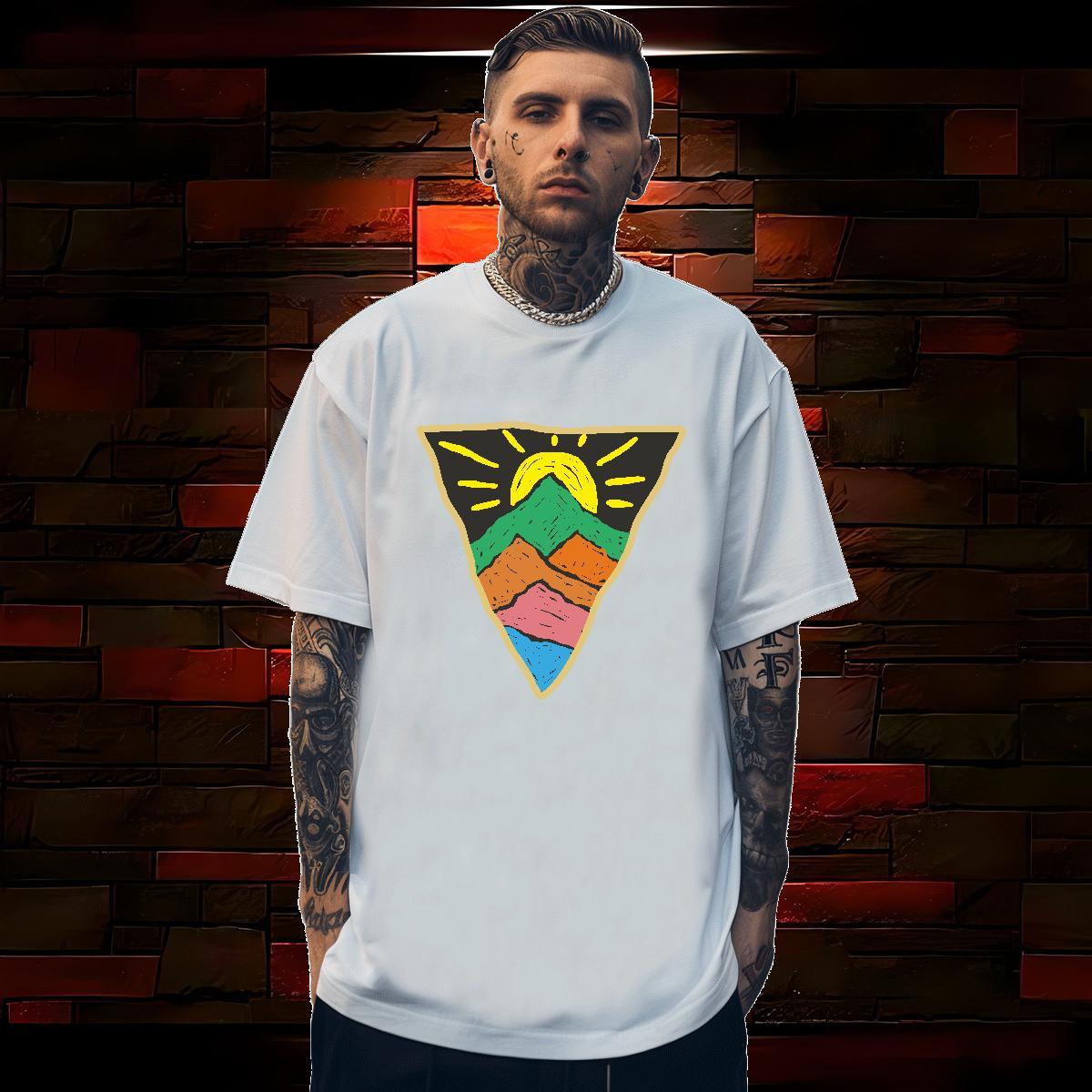 DIY Customized T-Shirts mountains Tops Shirt 230g 100% Cotton Sport Popular DIY Printed Round Neck Short Sleeve Tshirt for Man Woman
