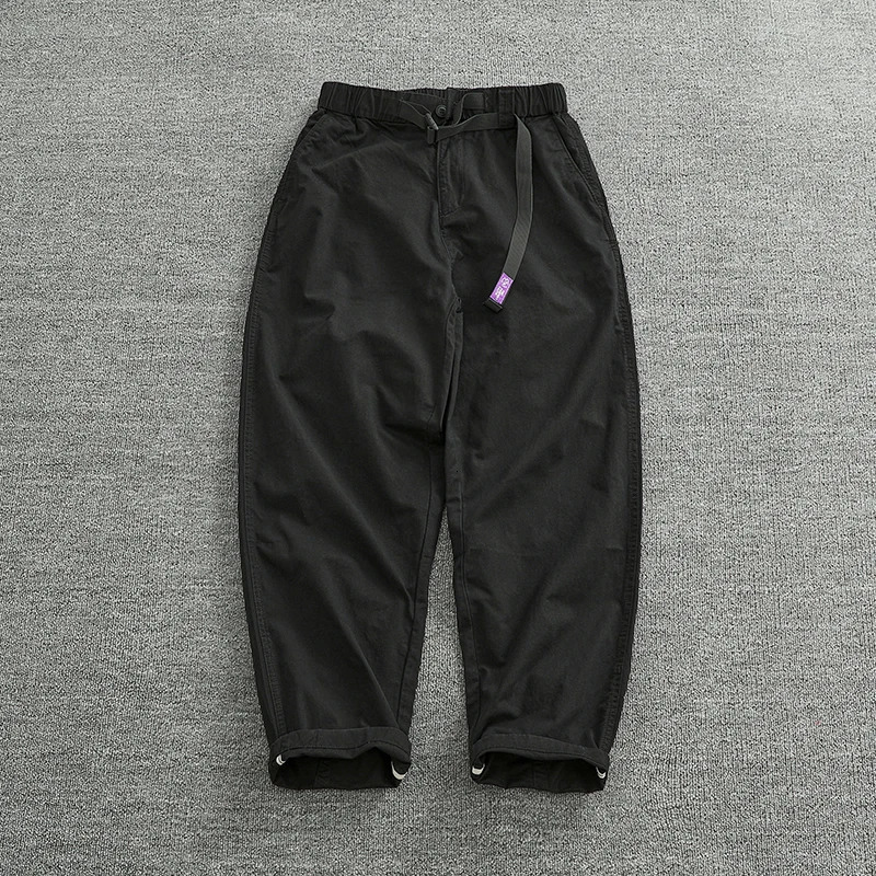 Summer thin casual pants mens straight tube loose conical overalls all cotton wash reengraved purple mark daddy 240806