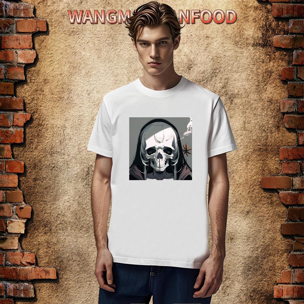 New Designer T shirt skull Tees 230g 100% Cotton Beach Popular Custom Printed Breathable Short Sleeve Couples T Shirts