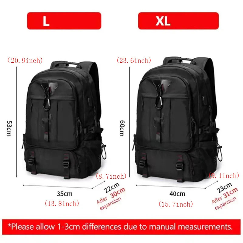 Multi pack USB charging travel backpack for men Oxford laptop bag outdoor sports hiking with shoes 240807