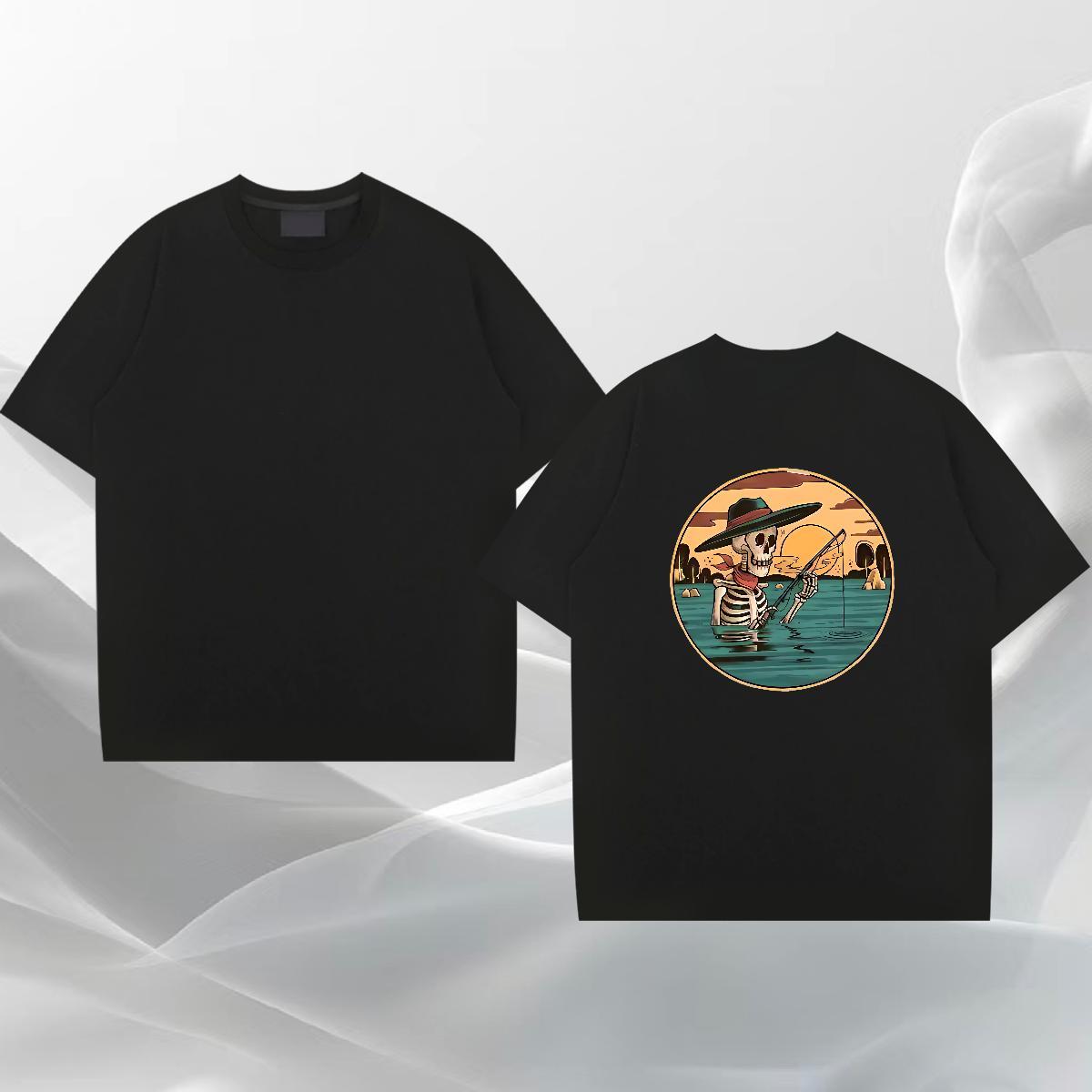 Custom T Shirt For Man fishing Tees 230g Pure Cotton Street wear Hip Hop TOP Quality Custom Cartoon Breathable Crew Neck Tshirts