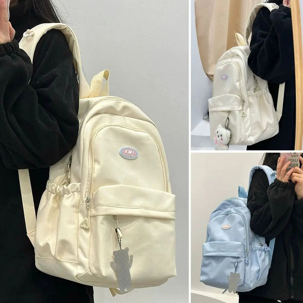 Large capacity backpack shoulder bag nylon travel student daily zipper 240807