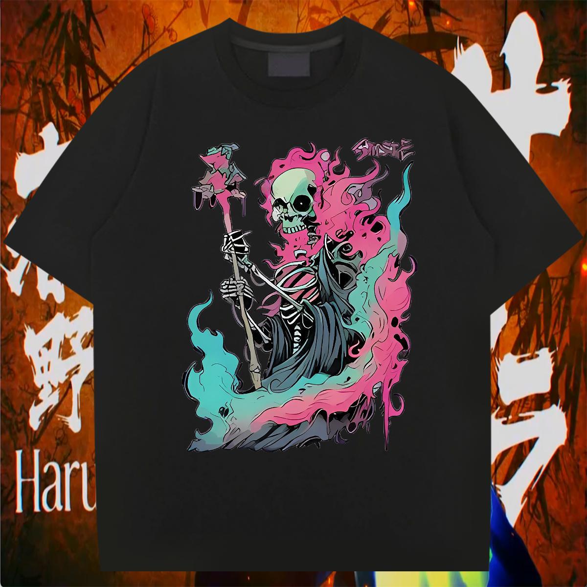 Fashion T shirt skull Tops Shirt 230g 100% Cotton Sports Casual Cool Design Custom Printing Breathable Short Sleeve Men Tshirts