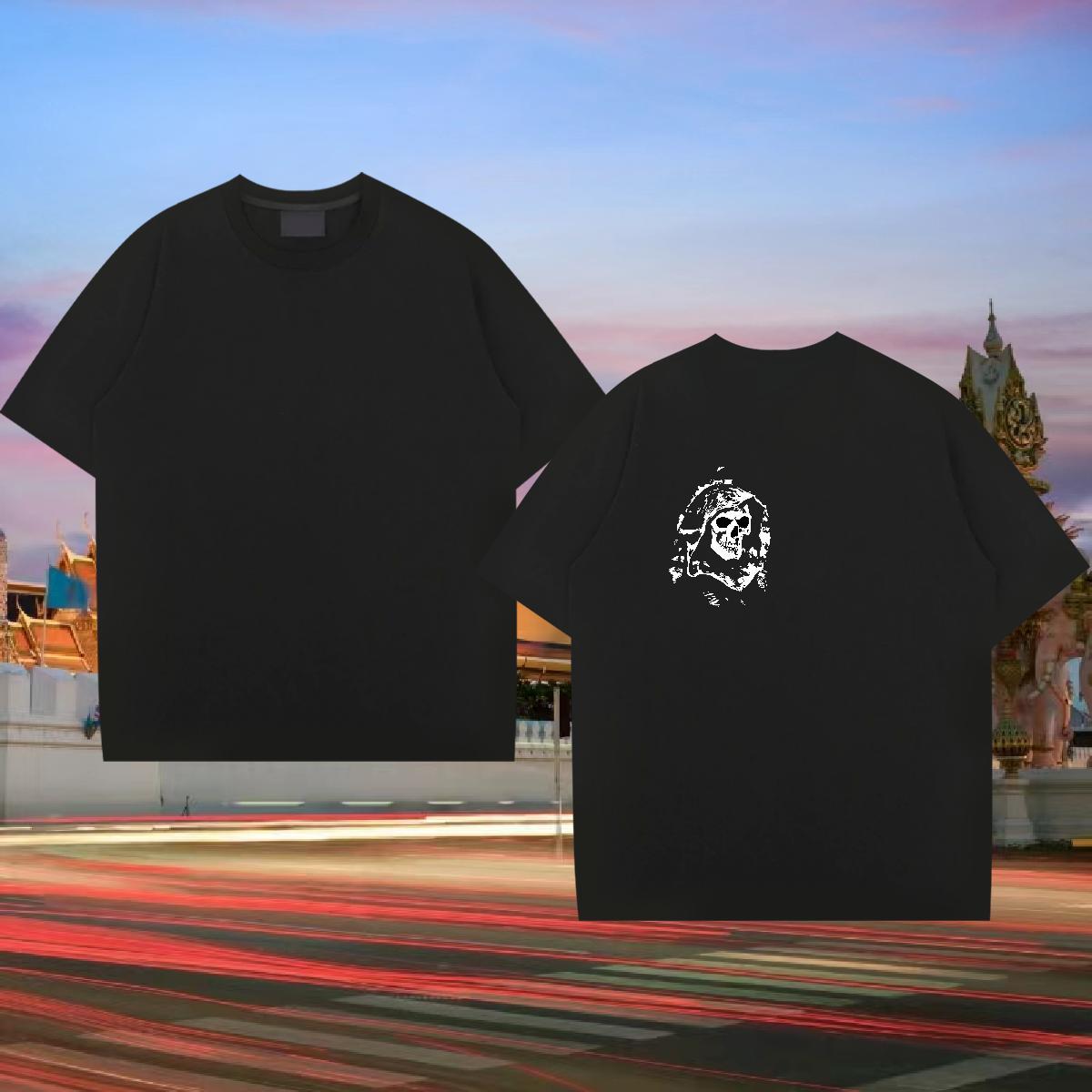 Brand Men T Shirts skull Clothes 230g 100% Cotton Street Wear Comfortable Custom Anime Breathable Crew Neck Tshirts
