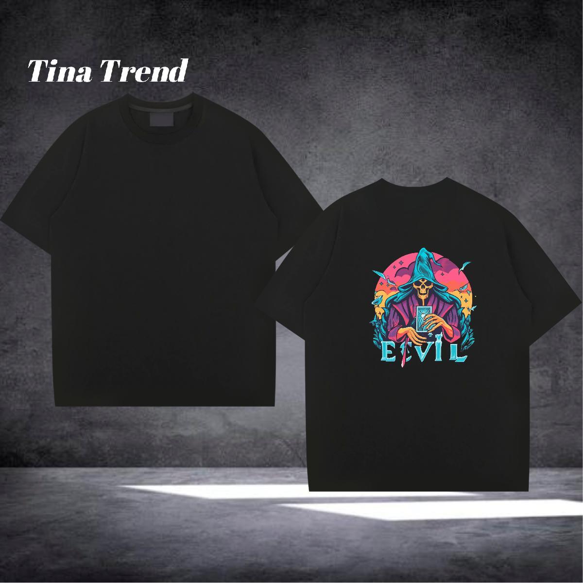 2024 Summer Man T Shirts skull Clothes 230g 100% Cotton Summer Casual Loose Fit Anime Print Breathable Crew Neck Men Tees