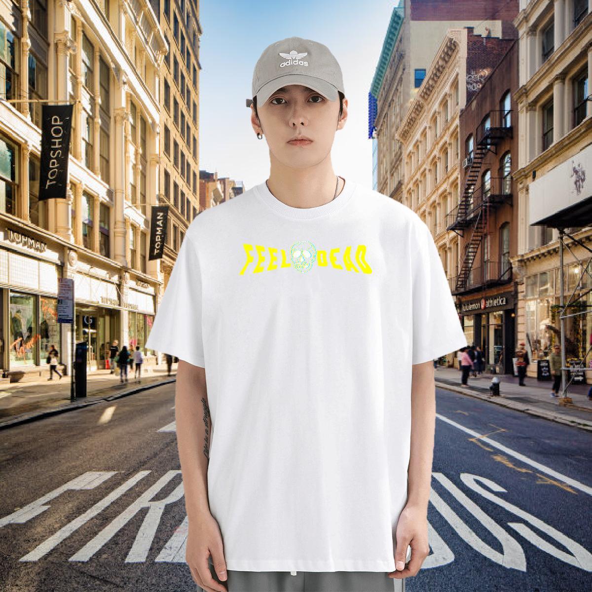 Wholesale Men T Shirts skull Tops 230g Pure Cotton Anime Printing Street Soft Cartoon Printing L-4XL Breathable Short Sleeve Men Tshirts